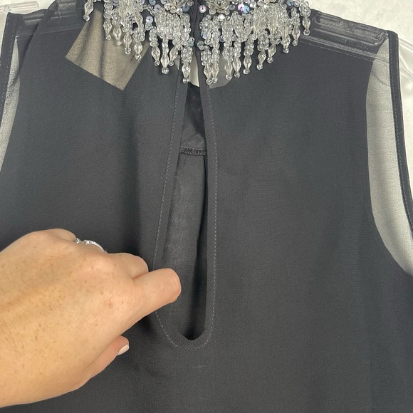 Urban Outfitters Pins & Needles Dramatic Beaded Collar Sheer Black‎ Tank XS - Picture 6 of 15